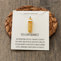 Yellow Quartz Gemstone Necklace with Quote Card