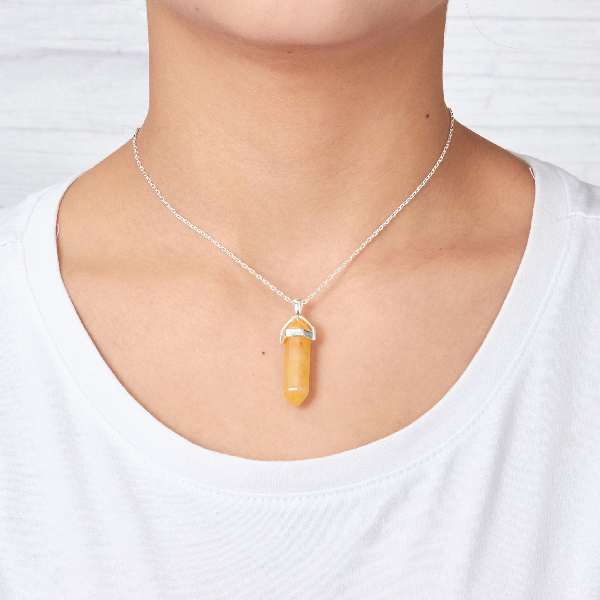 Yellow Quartz Genuine Gemstone Necklace