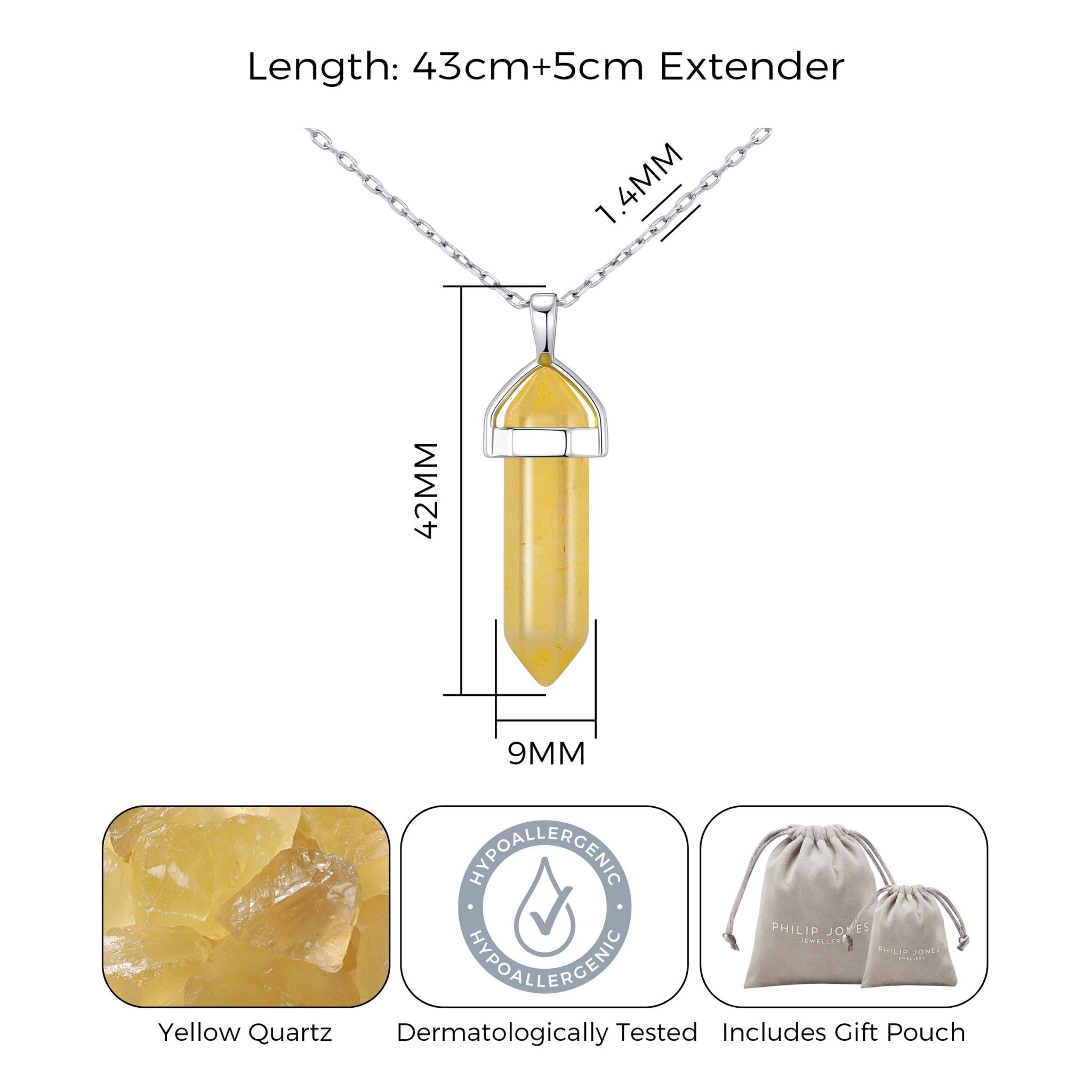 Yellow Quartz Genuine Gemstone Necklace