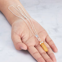 Yellow Quartz Genuine Gemstone Necklace