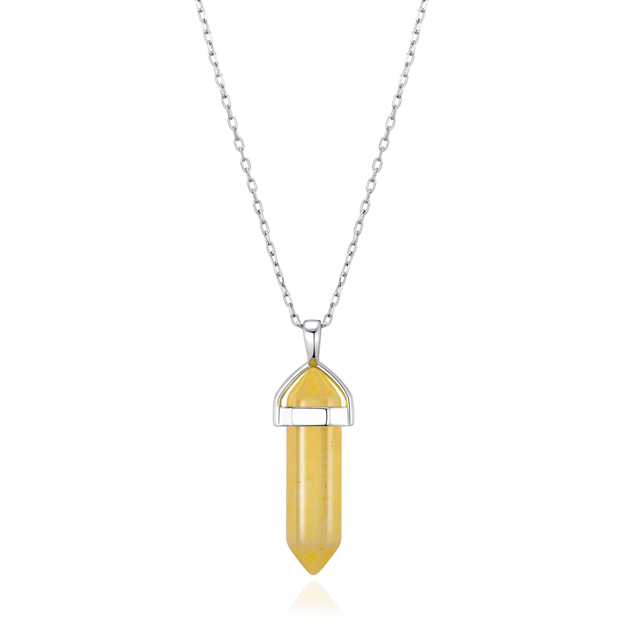 Yellow Quartz Gemstone Necklace with Quote Card