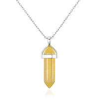 Yellow Quartz Gemstone Necklace with Quote Card