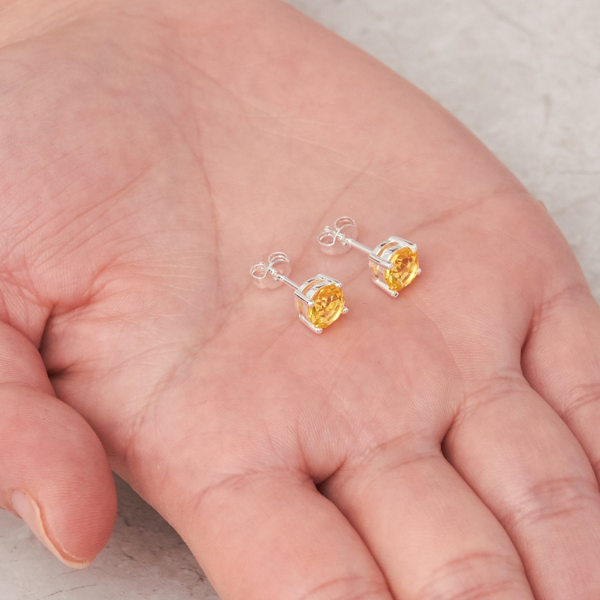 Yellow Stud Earrings Created with Zircondia® Crystals