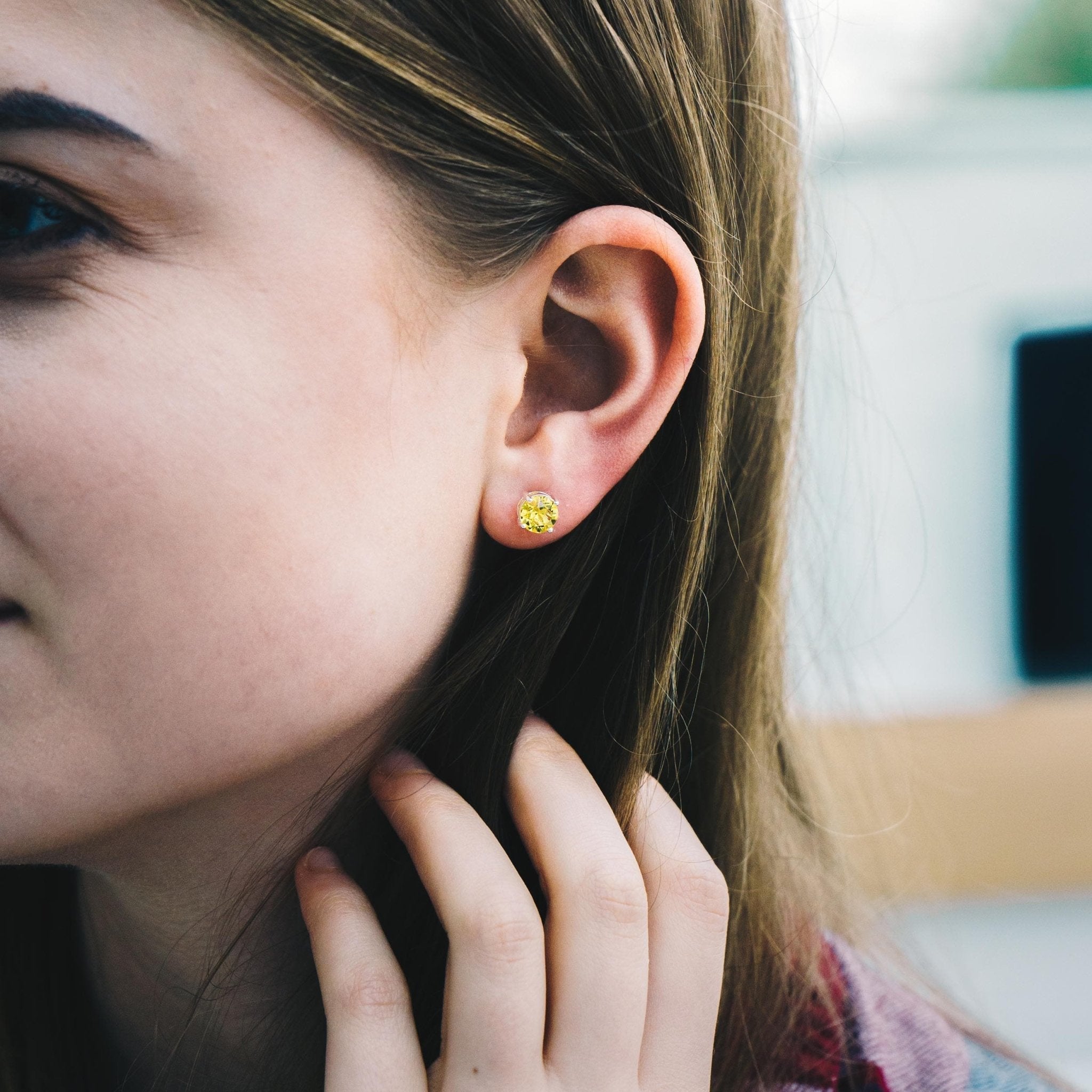 Yellow Stud Earrings Created with Zircondia® Crystals