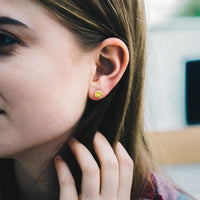 Yellow Stud Earrings Created with Zircondia® Crystals