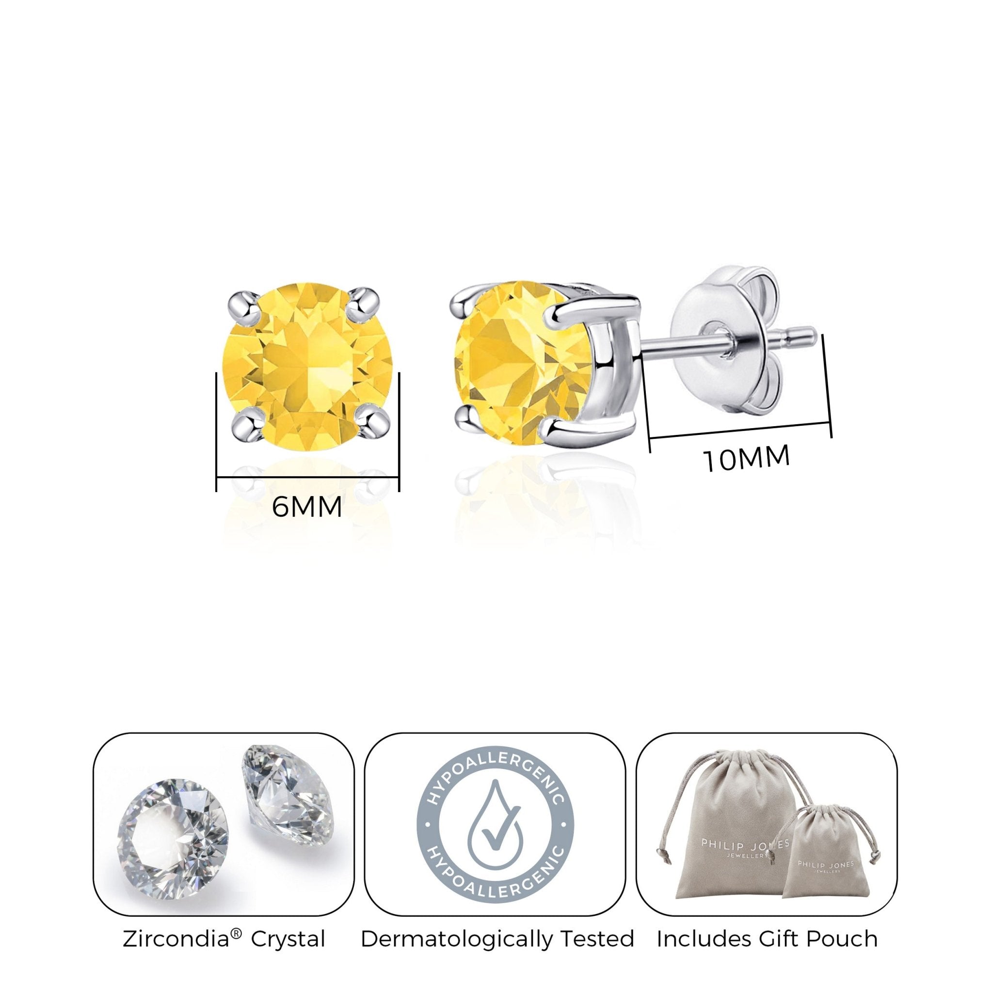 Yellow Stud Earrings Created with Zircondia® Crystals
