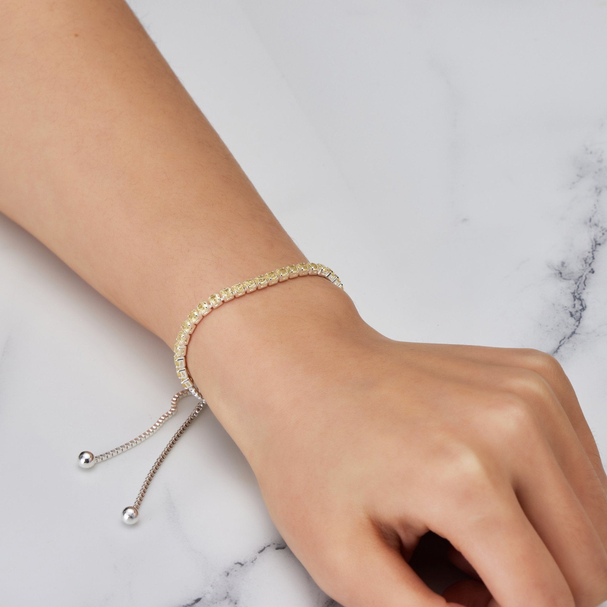 Yellow Tennis Friendship Bracelet Created with Zircondia® Crystals