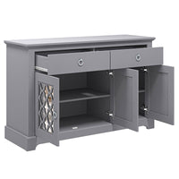 Honition Large Sideboard Grey 3 Doors 4 Shelves 2 Drawers
