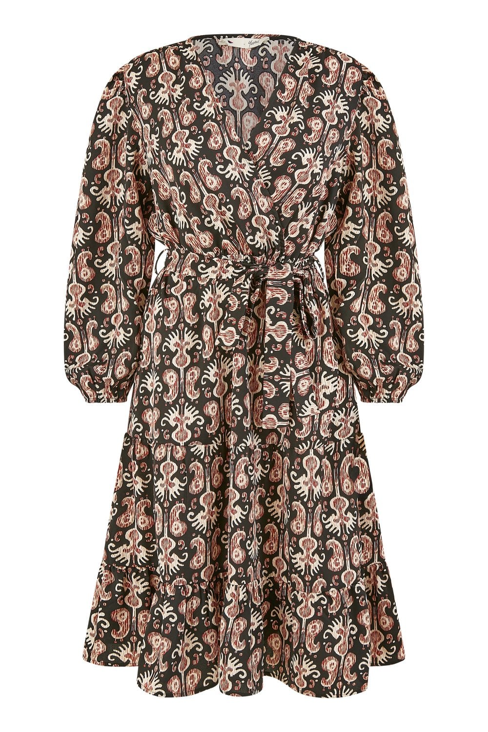 Yumi Black Ikat Long Sleeve Skater Dress