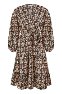 Yumi Black Ikat Long Sleeve Skater Dress for Effortless Style