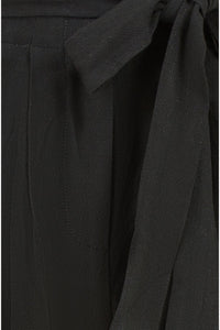 Yumi Black Linen Blend Tie Waist Trousers