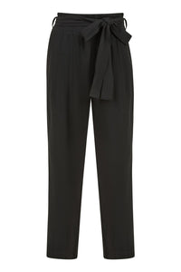 Yumi Black Linen Blend Tie Waist Trousers