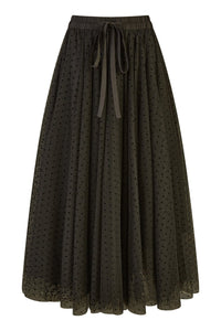Yumi Black Mesh Heart Print Tulle Skirt