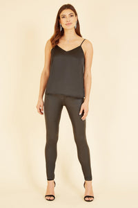Yumi Black Satin Cami Top