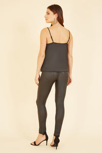 Yumi Black Satin Cami Top