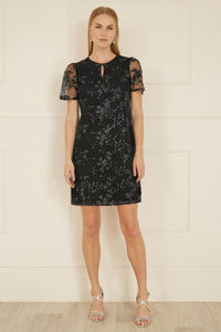 Yumi Black Sequin Embroidered Tunic Dress