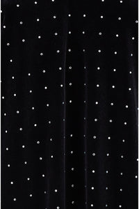 Yumi Black Stud Velvet Relaxed Fit Top With Fluted Sleeves