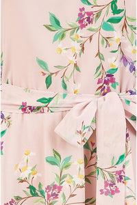Yumi Blush Floral Midi Skater Dress for Effortless Elegance