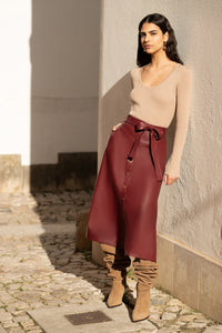 Yumi Gold Metallic Knitted Ribbed Top