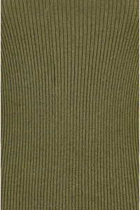Yumi Green Metallic Knitted Ribbed Top