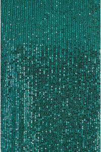 Yumi Green Sequin Top With Sheer Sleeves