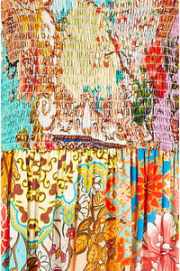 Yumi Multicolour Patchwork Split Hem Maxi Dress With Tie Straps