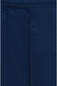 Yumi Navy Cord Cropped Wide Leg Trousers With Pockets