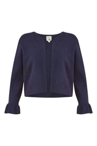 Yumi Navy Cropped Cardigan With Bell Sleeves