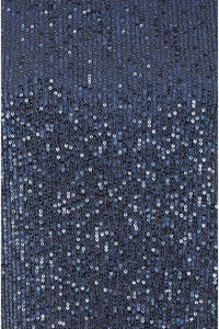 Yumi Navy Sequin Top With Sheer Sleeves