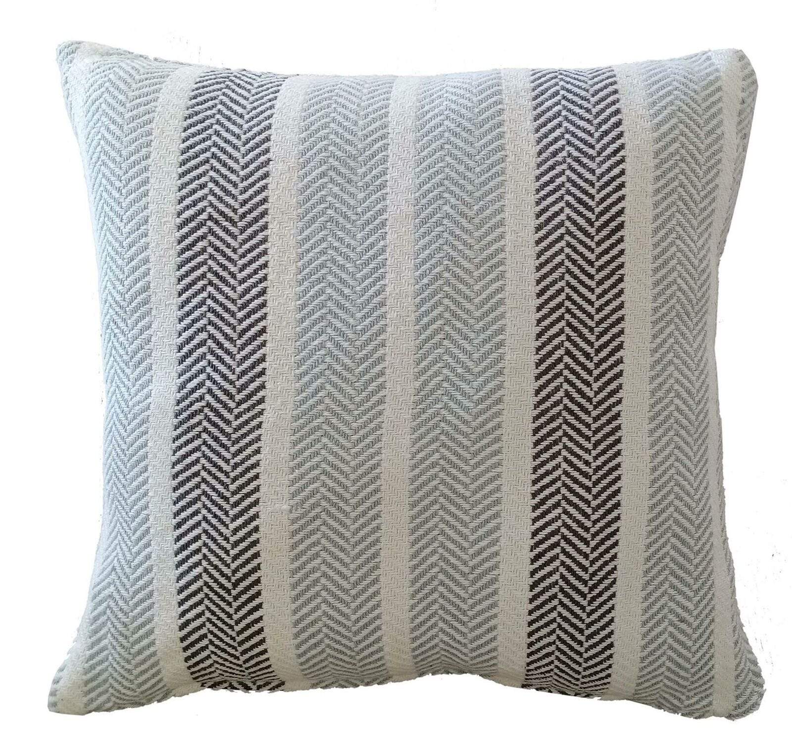 Zara Striped Indian Cotton Cushion Covers for Indoor Outdoor Decor Super Soft with Discreet Zipper in Grey Ochre Teal Blush Pink Various Sizes by OLIVIA ROCCO