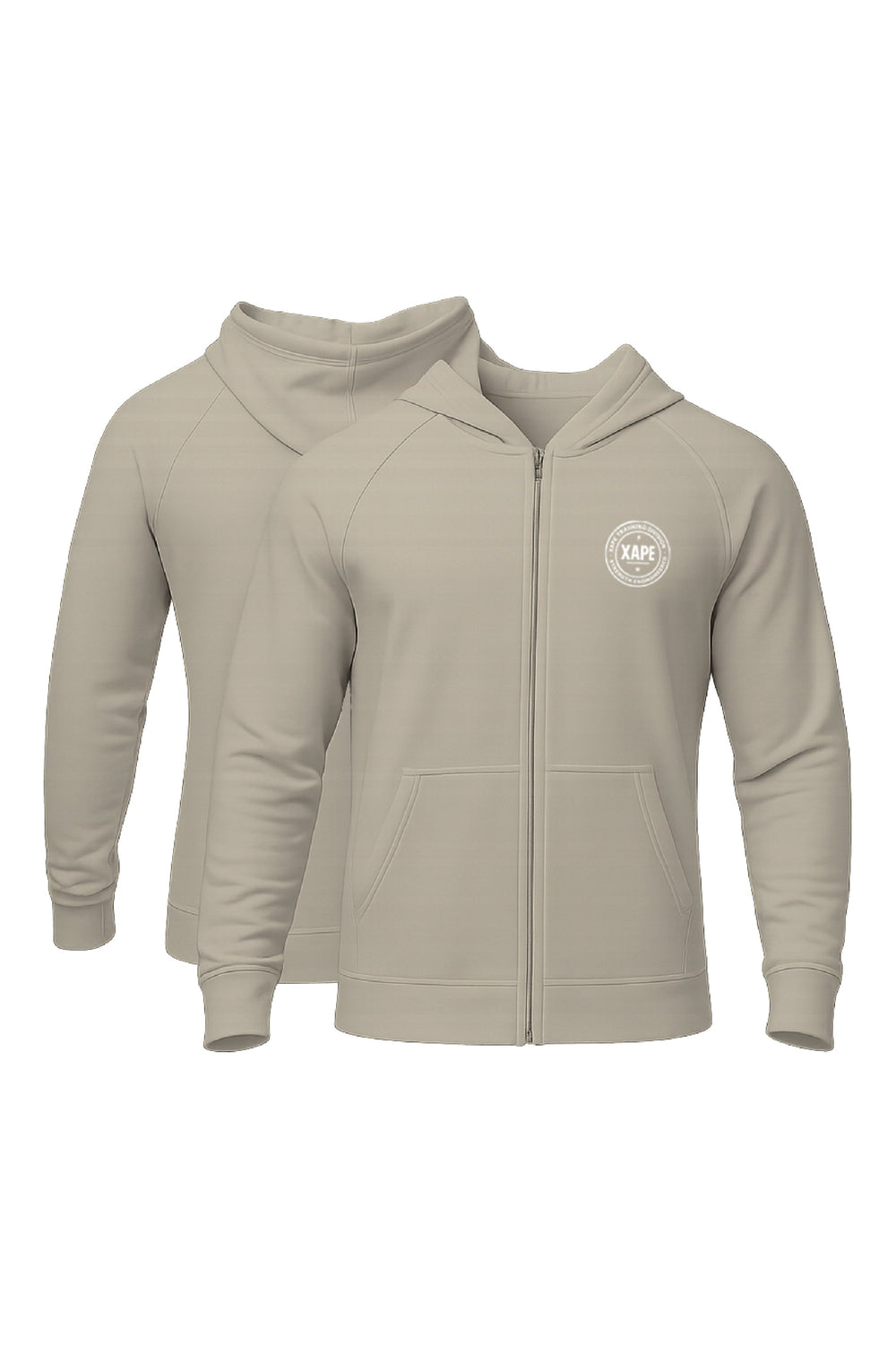 XAPE Classic Badge Logo Zip Hoodie - Stone
