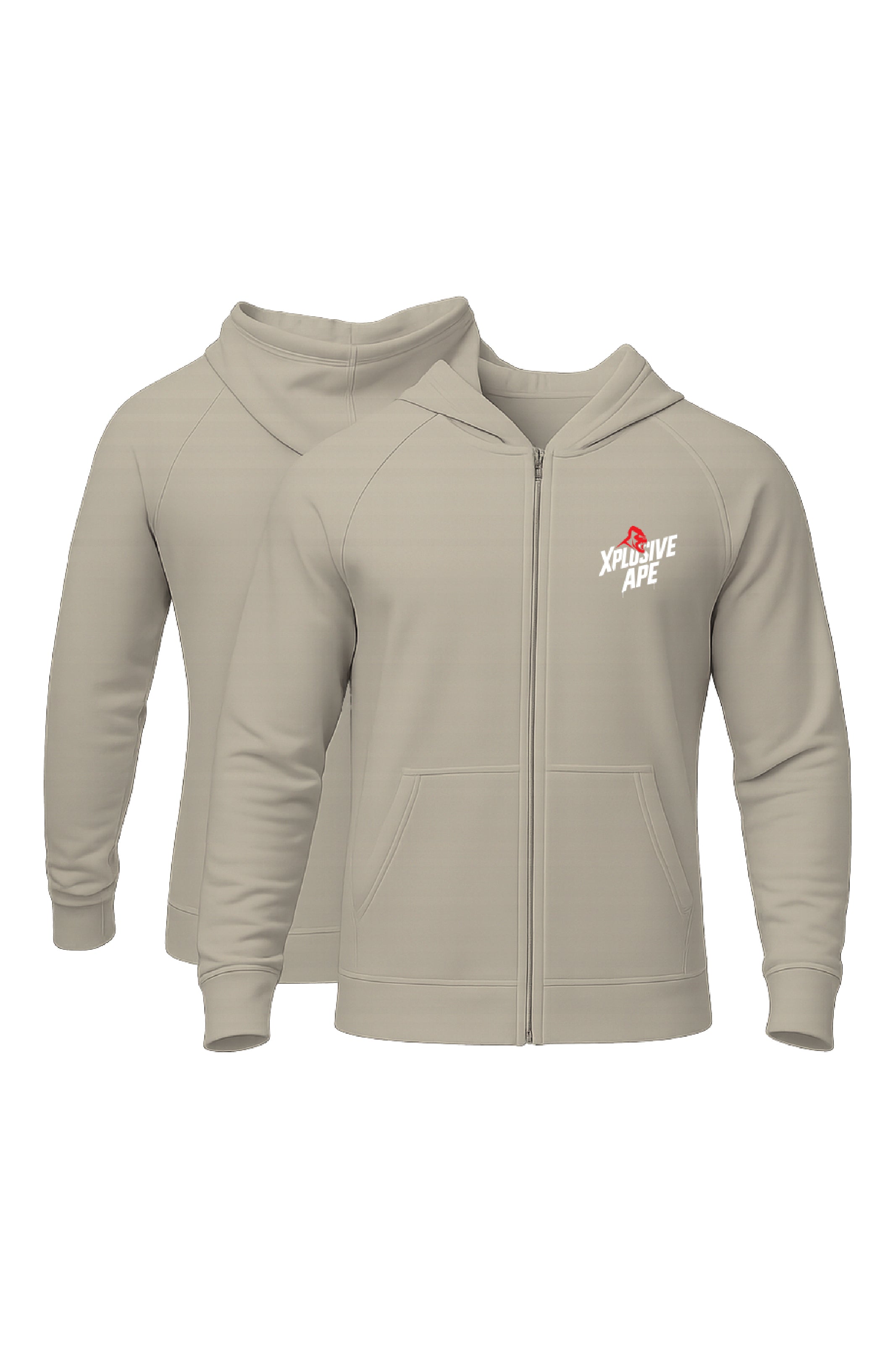 XAPE Classic Stencil Logo Zip Hoodie - Stone