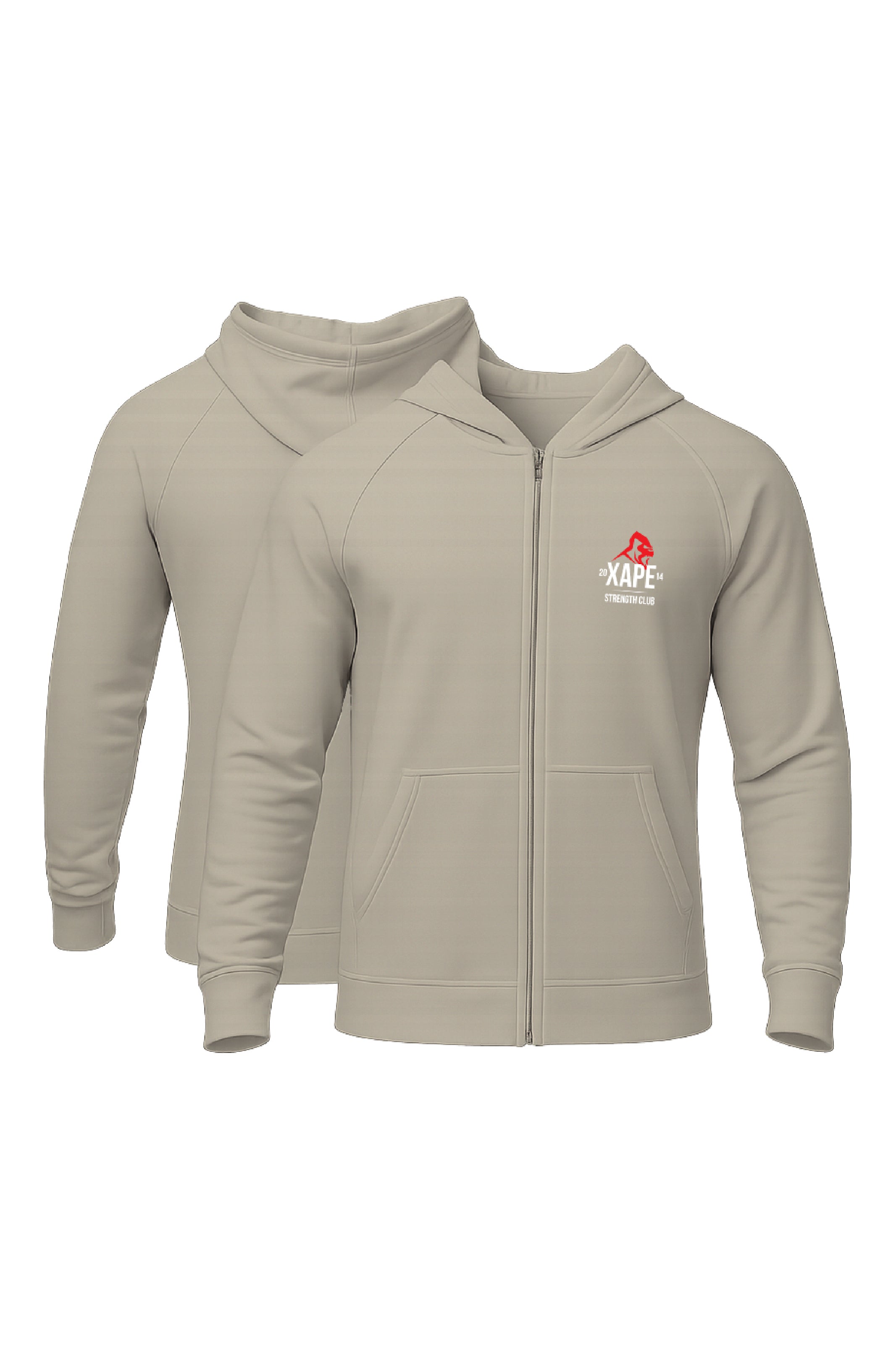XAPE Classic Strength Logo Zip Hoodie - Stone